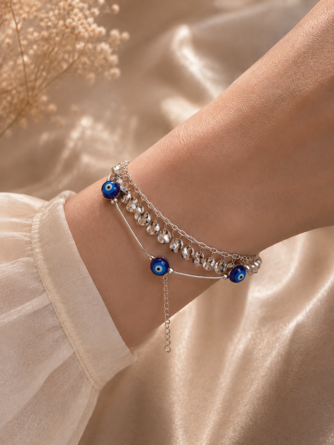 Evil eye circle chain bracelet